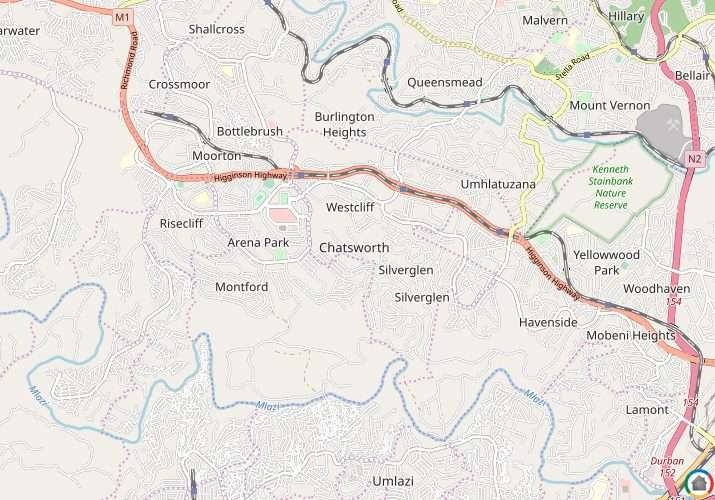 Map location of Chatsworth - KZN